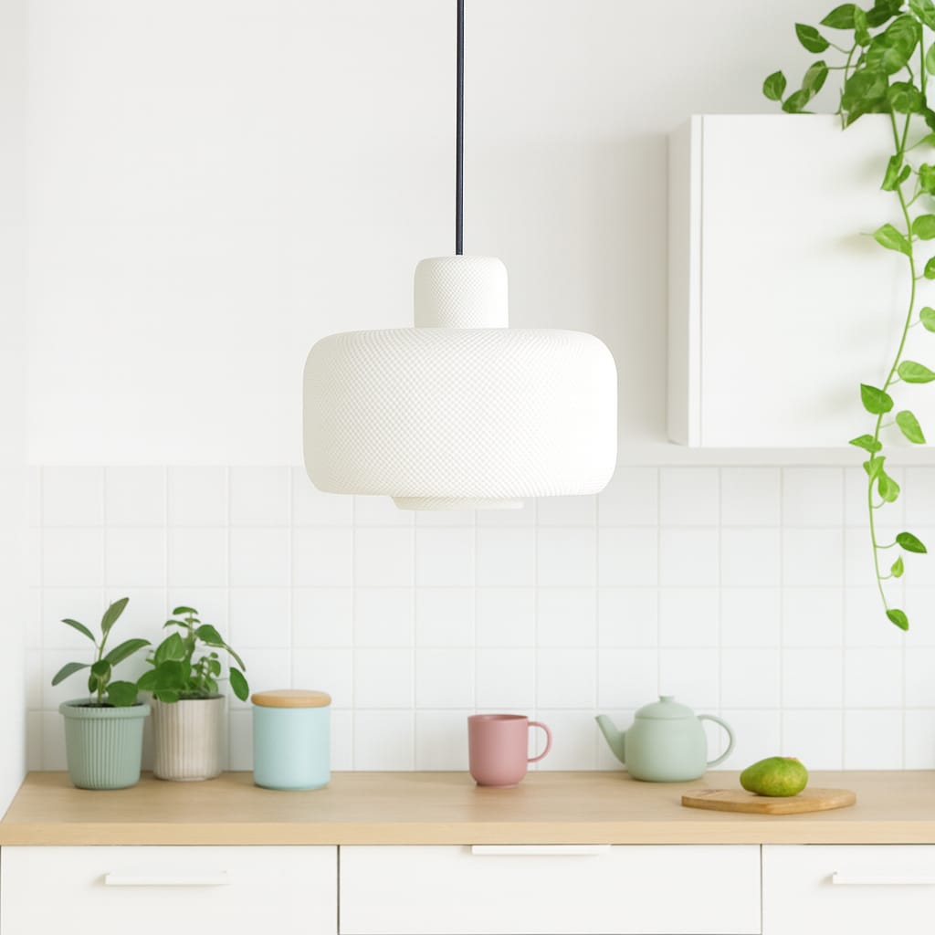 Azure Pontus Aurora Dome Pendant Lamp hanging fixture with a sleek, modern design and a glowing, semi-transparent dome shade.