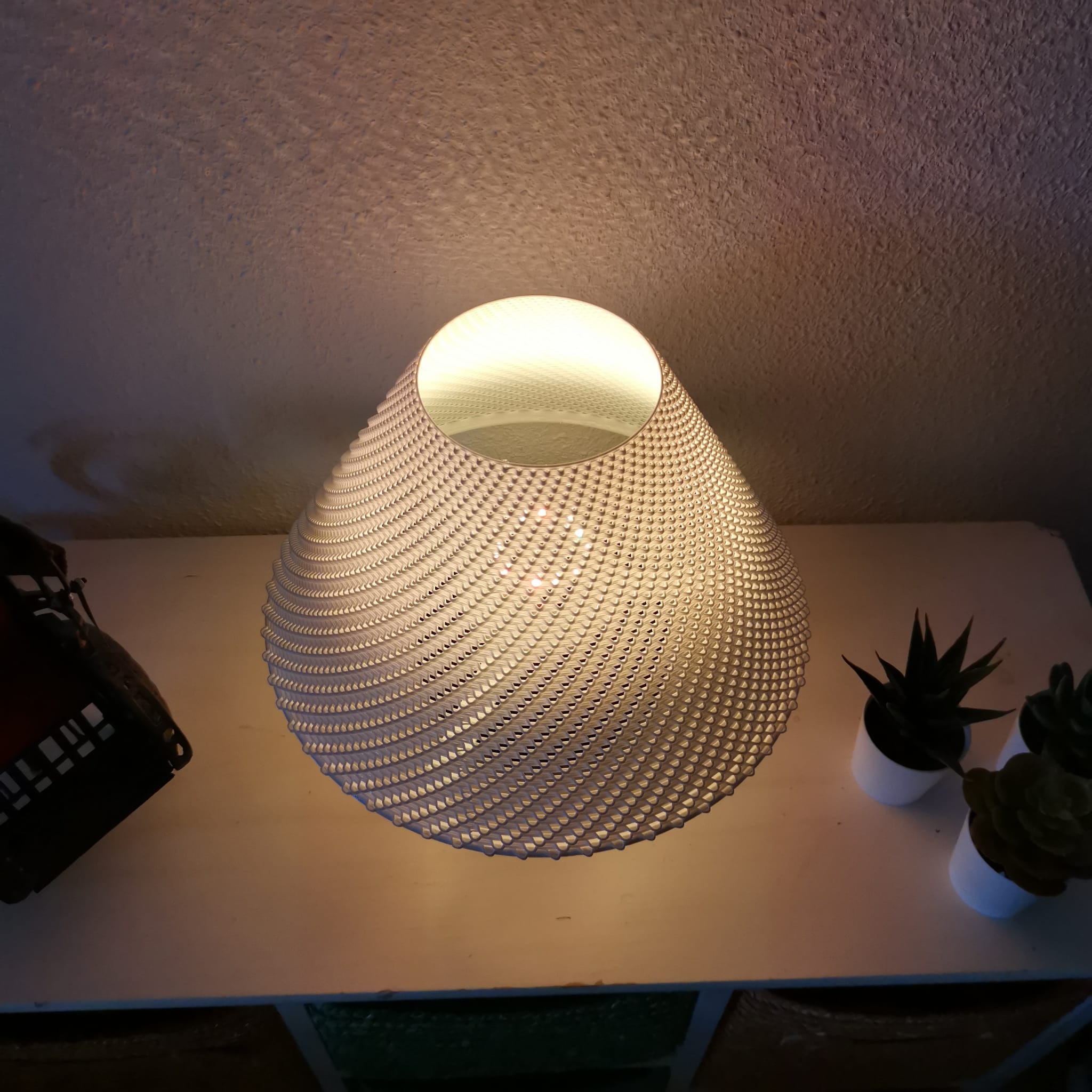 Azure Pontus Aurora Weave portable table lamp with woven fabric shade and sleek design, perfect for ambient lighting.