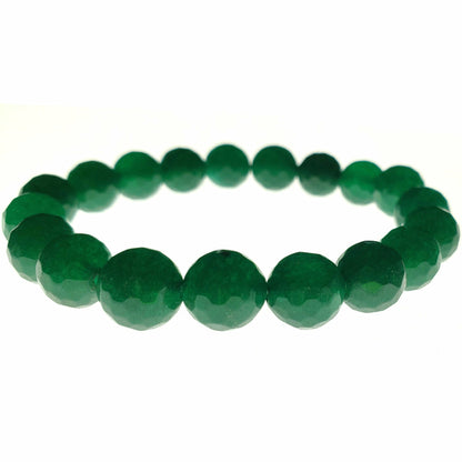 Silver Hestia aventurine beaded elastic stretch bracelet with faceted green stones for stylish jewelry wear