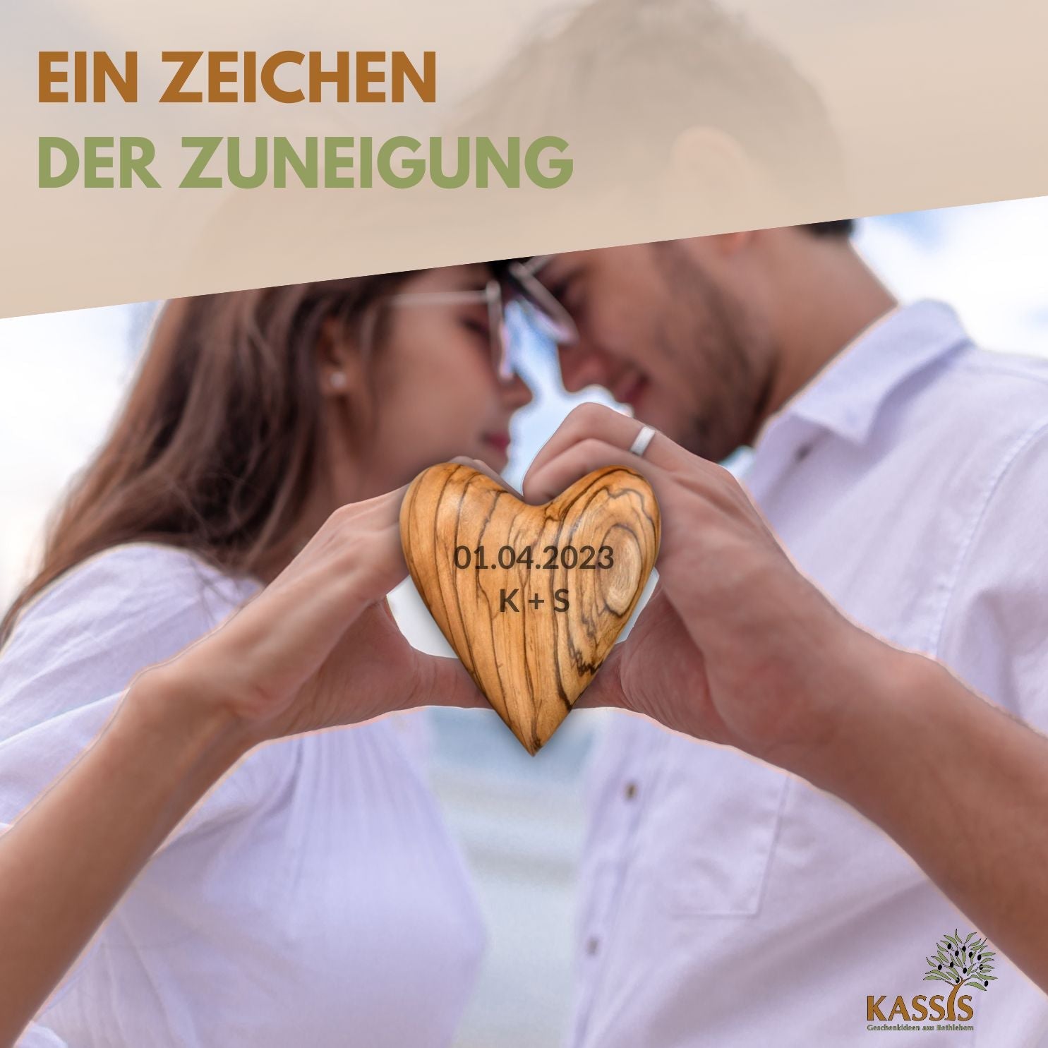 Personalized olive wood heart with engraving from Coffee Arrowwood, smooth handcrafted home and garden decorative keepsake.