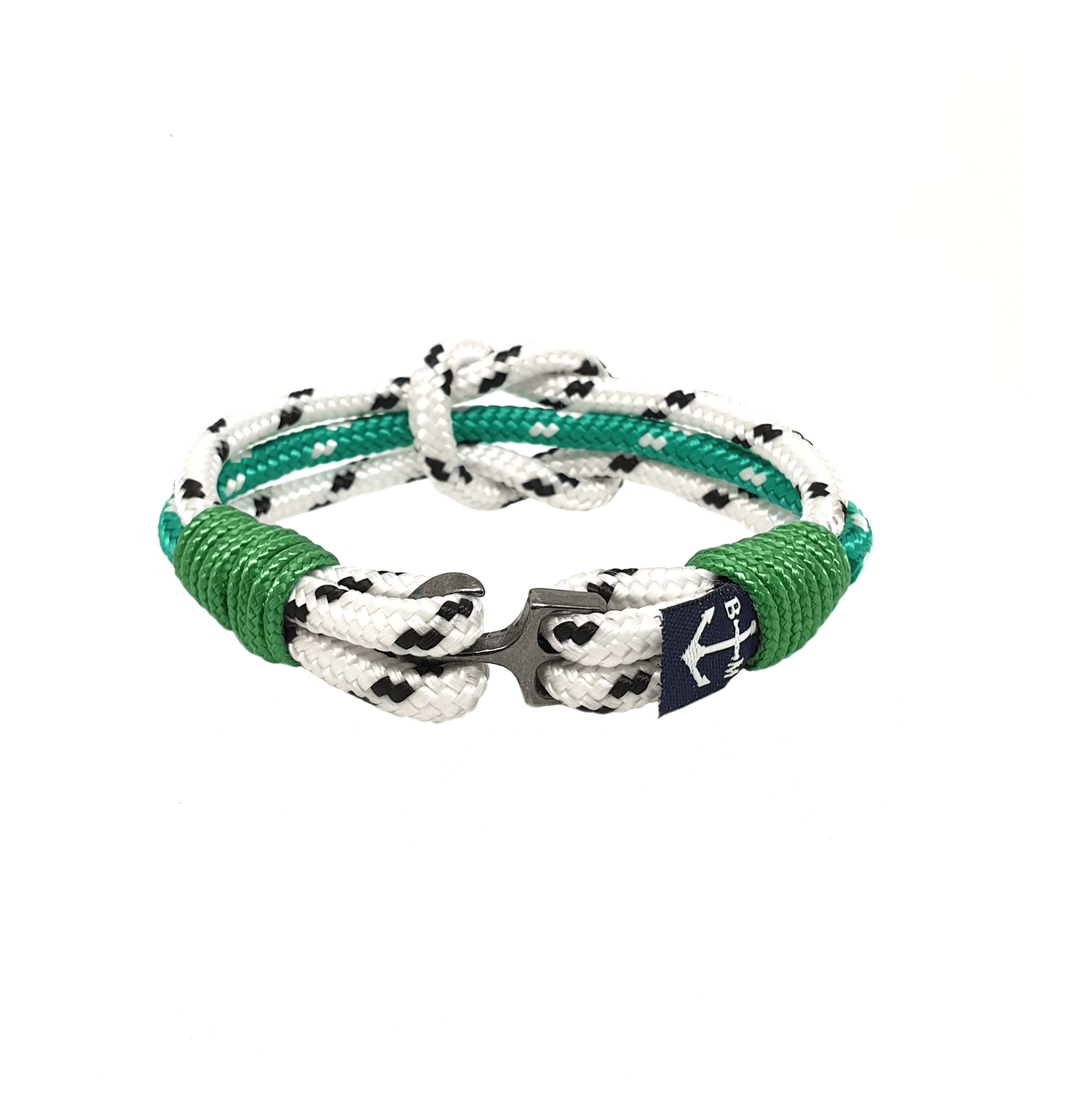 Teal Abderus Jace Nautical Bracelet with navy cord and anchor charm, featuring maritime-inspired design and adjustable fit.