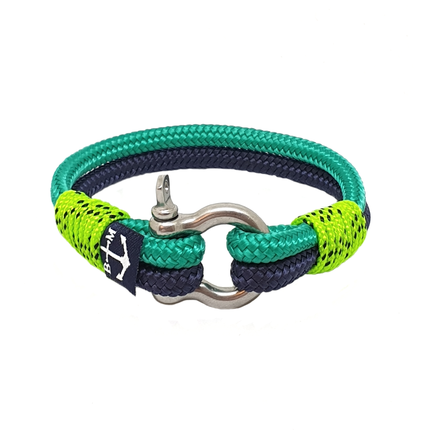 Teal Abderus Joyce Nautical bracelet featuring braided rope design with nautical charm and adjustable cord.