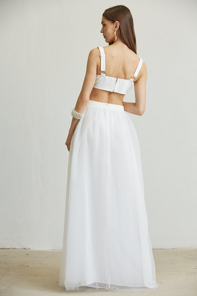 White Amphitryon Winona Dress for women, stylish and comfortable, shown in a full-length view on a model.
