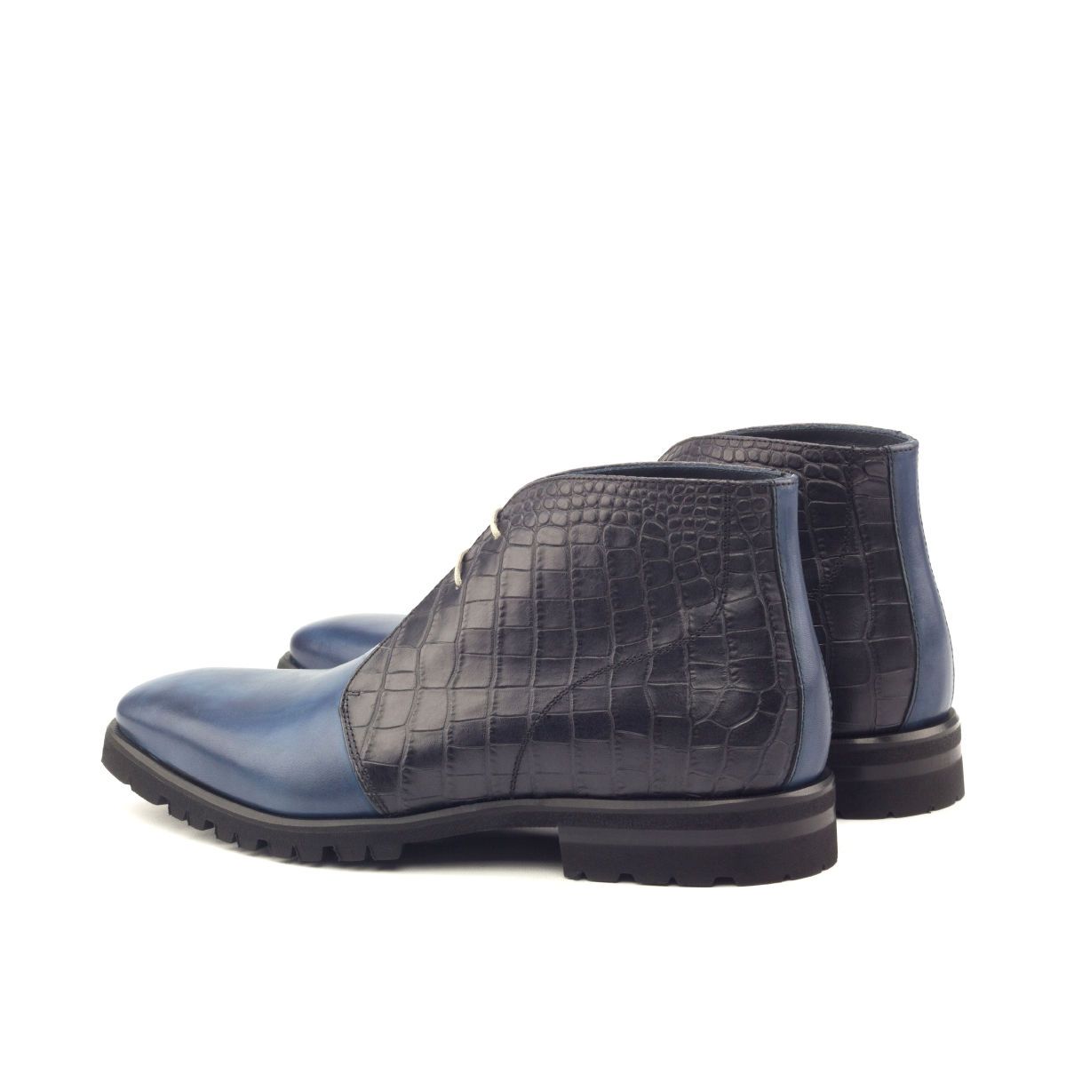 Magenta Apple David Monti Chukkas in brown leather footwear with ankle-high design and lace-up closure.