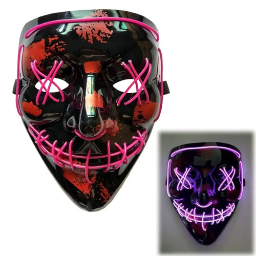 White Eucalyptus LED purge mask for pets, Halloween costume with glow-in-the-dark and DJ party light-up features.