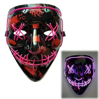 White Eucalyptus LED purge mask for pets, Halloween costume with glow-in-the-dark and DJ party light-up features.