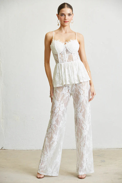 White Amphitryon Queeny sleeveless spaghetti strap jumpsuit, elegant women&