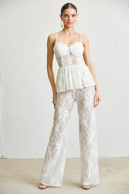 White Amphitryon Queeny sleeveless spaghetti strap jumpsuit, elegant women&