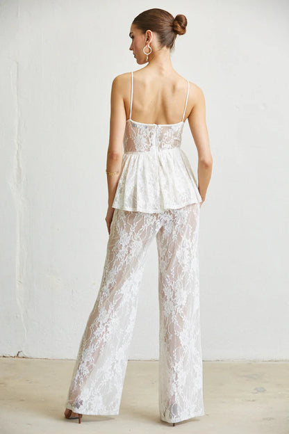 White Amphitryon Queeny sleeveless spaghetti strap dress jumpsuit for women, ideal for parties and evening events.