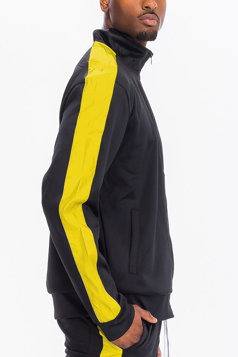 Lime Milo single stripe track jacket TJ123 in black, featuring a stylish design and comfortable fit, suitable for casual wear.