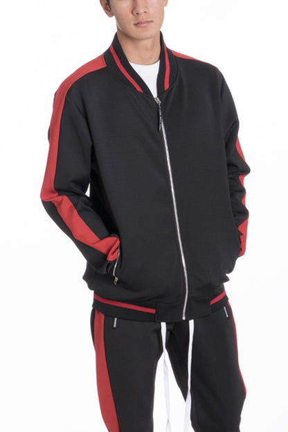 Lime Milo heavy weight solid track jacket in black, featuring a zip front and ribbed cuffs for activewear comfort.