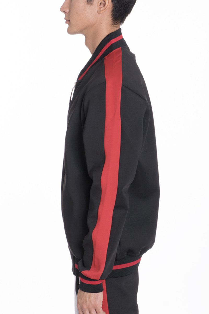 Lime Milo heavy weight solid track jacket for activewear, shown in black with a zippered front and sporty design.