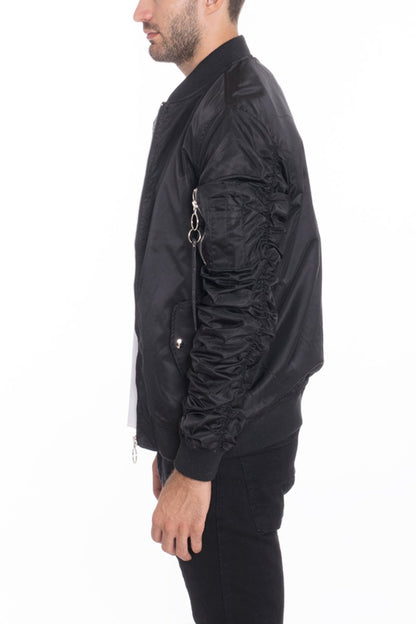 Lime Milo Flight Lined Bomber activewear jacket in black with a sleek design and visible lining, suitable for athletic or casual wear.