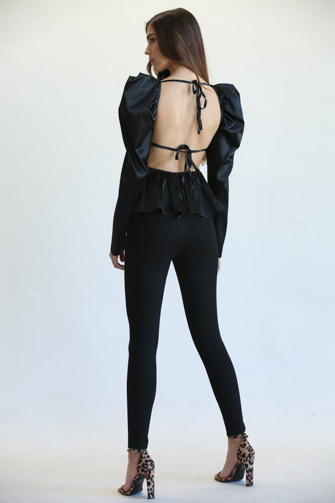 White Amphitryon Eva square neckline top with peplum waist, stylish women&