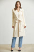 White Amphitryon belted long sweater from Rose Paulino, featuring a cozy knit design and a stylish waist belt for women.