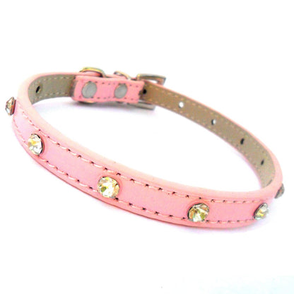 Pink baby diamante dog collar by Salmon Oscar with sparkling rhinestones, designed for stylish pet accessories.