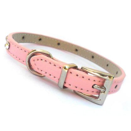 Pink baby diamante dog collar by Salmon Oscar featuring sparkling rhinestones and a delicate design for small pets.