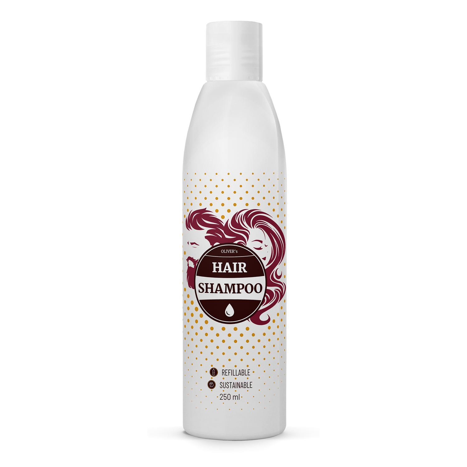 Sangria Poppy calming hair shampoo bottle with label, showcasing haircare product for soothing and nourishing hair and scalp.