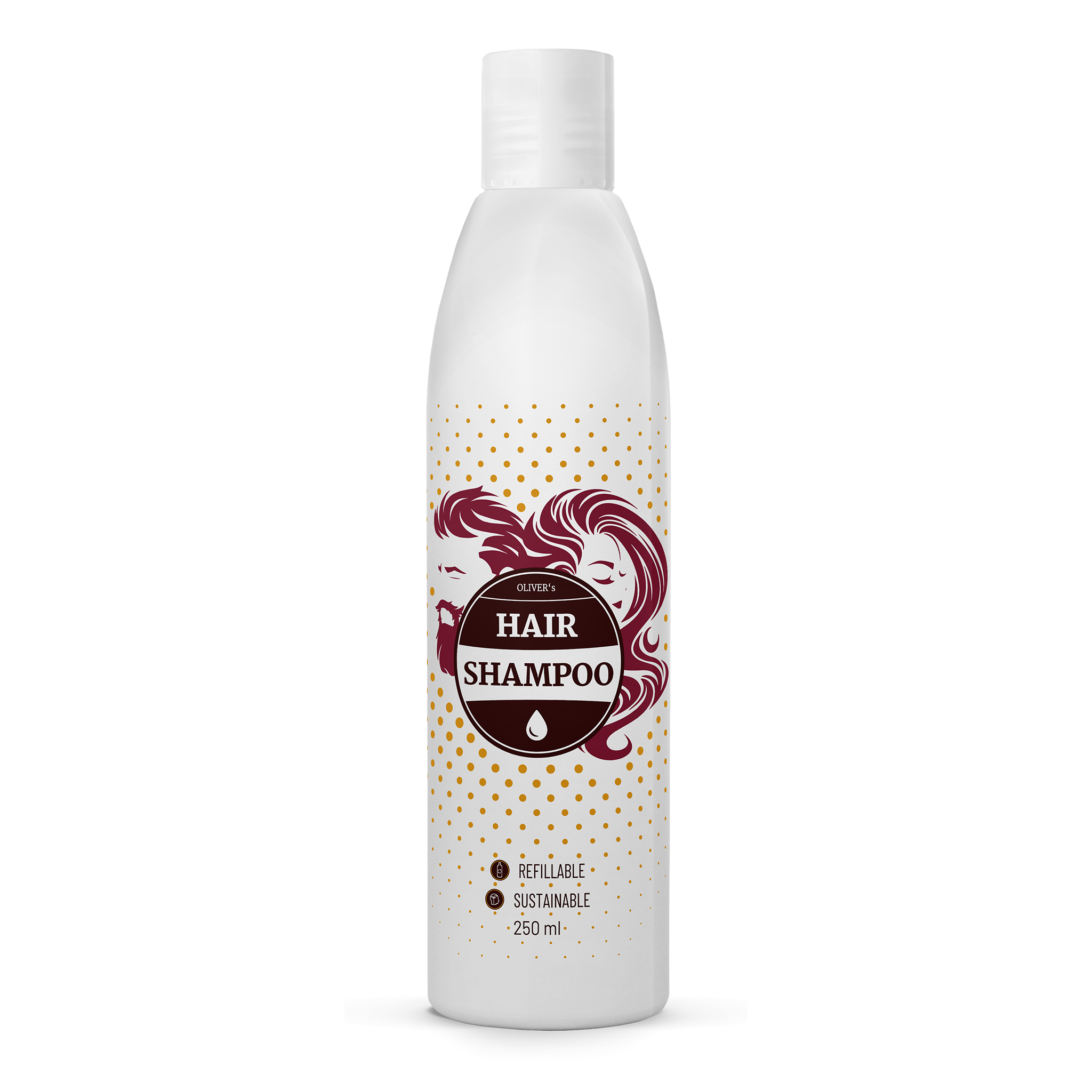 Sangria Poppy calming hair shampoo bottle with label, showcasing haircare product for soothing and nourishing hair and scalp.