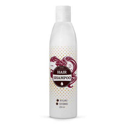 Sangria Poppy calming hair shampoo bottle with label, showcasing haircare product for soothing and nourishing hair and scalp.