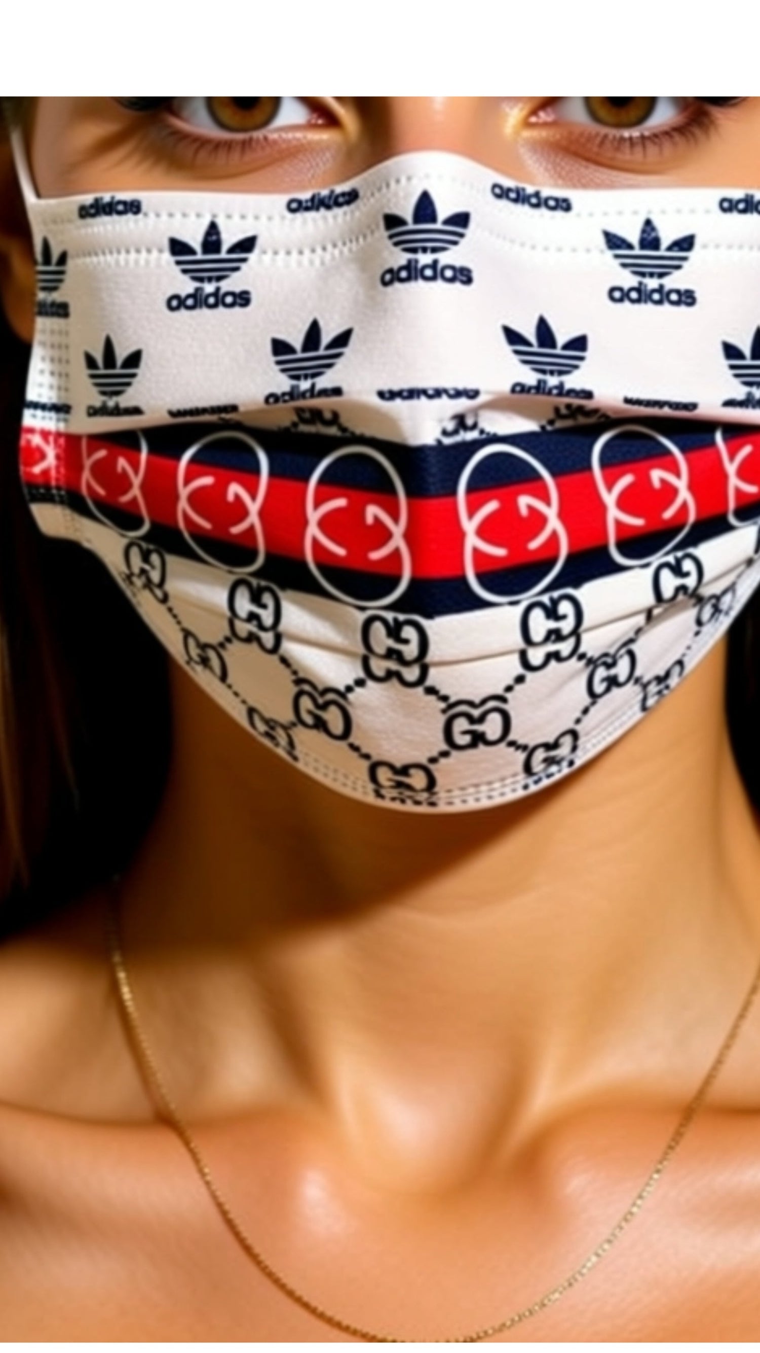 Fuchsia Erebus face mask designed with handbag-inspired style, featuring vibrant colors and a fashionable, artistic pattern.