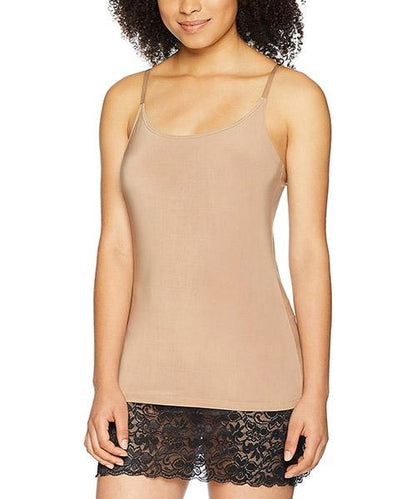 Beige Melanter CamiLong blouse with black accents, lightweight tops and blouses for casual or stylish wear.