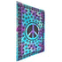 Blue tie-dye tapestry with a peace sign design, wall hanging coverlet from Silver Hestia, ideal for boho decor and wall decor.