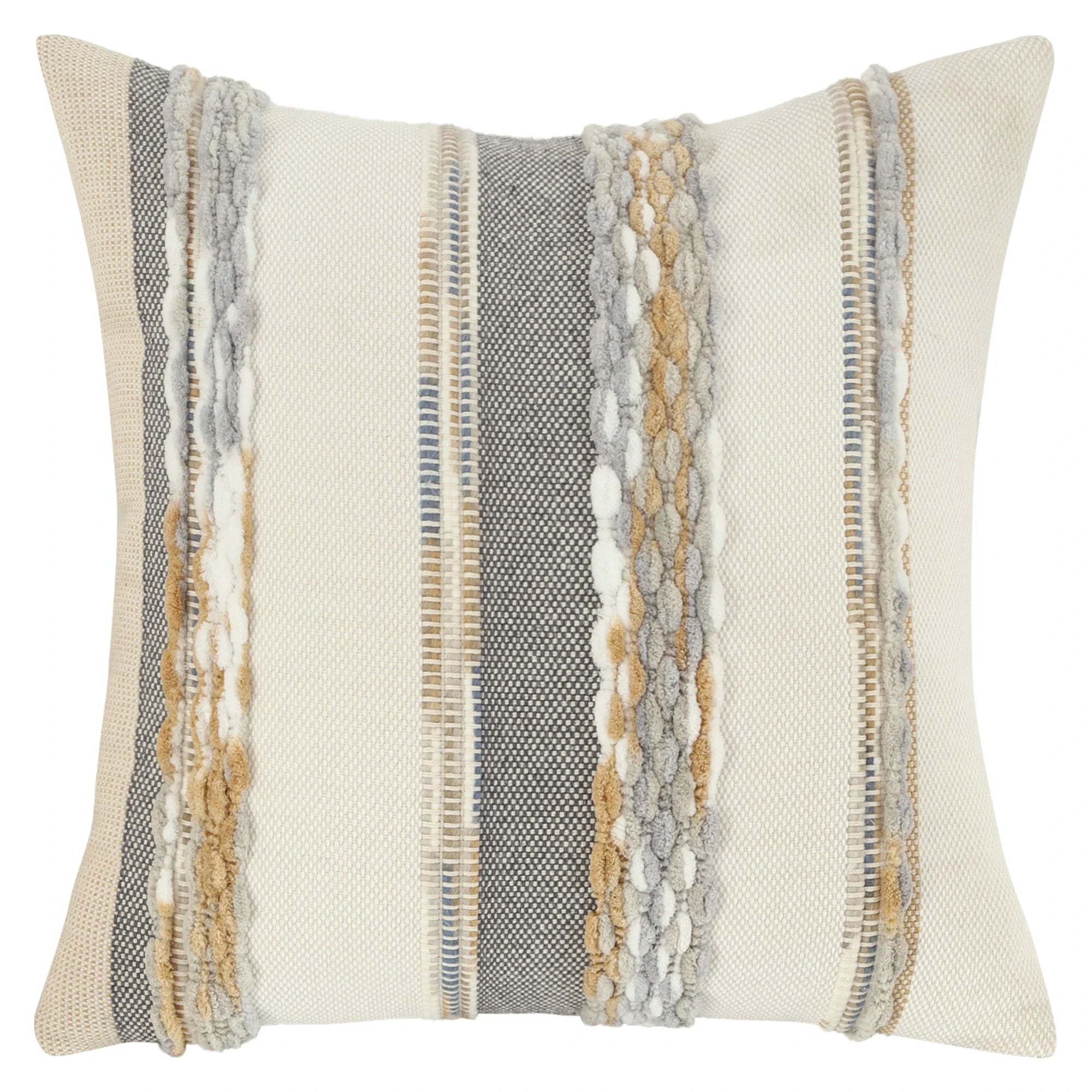 Silver boho striped chenille throw pillowcases by Copper Pallas, soft textured textile covers for cozy decor.
