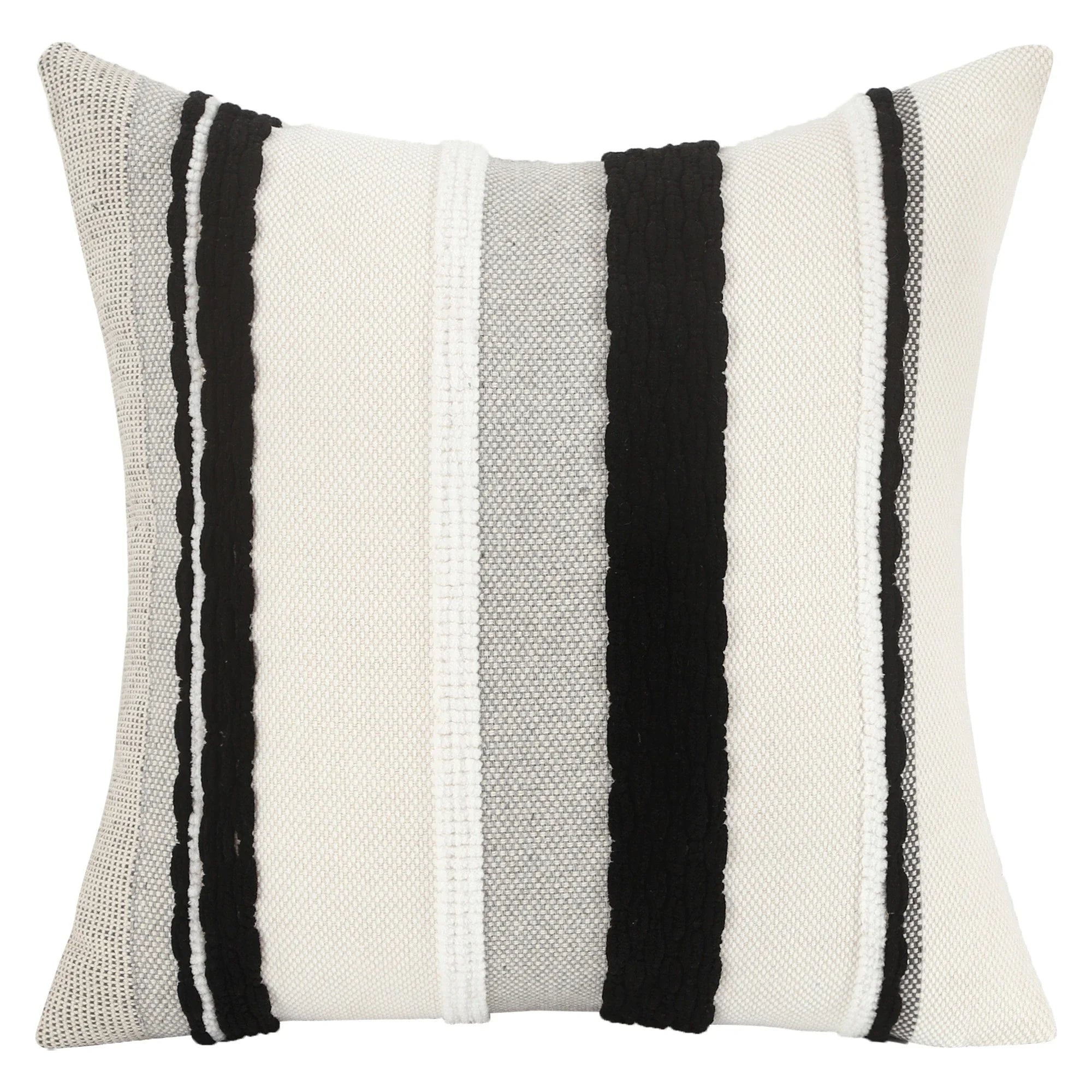 Boho striped black chenille throw pillowcases by Copper Pallas, featuring soft textured fabric and stylish striped design.