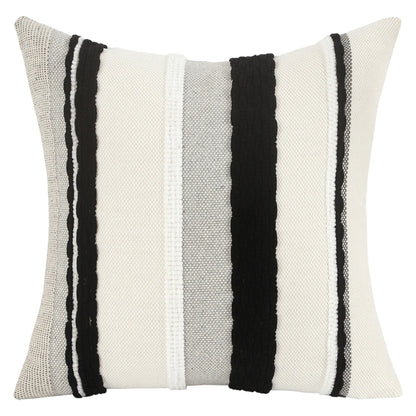 Boho striped black chenille throw pillowcases by Copper Pallas, featuring soft textured fabric and stylish striped design.