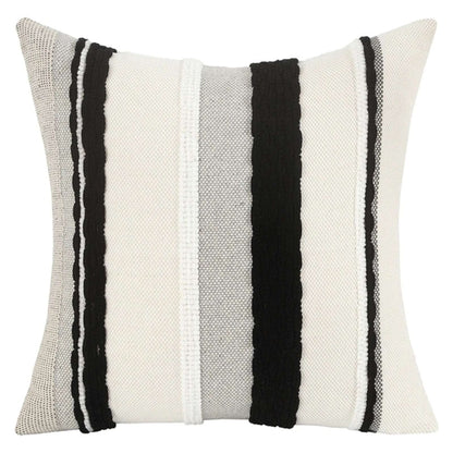 Boho striped chenille throw pillowcases by Copper Pallas showing soft, textured fabric with colorful stripe pattern on plush pillows.