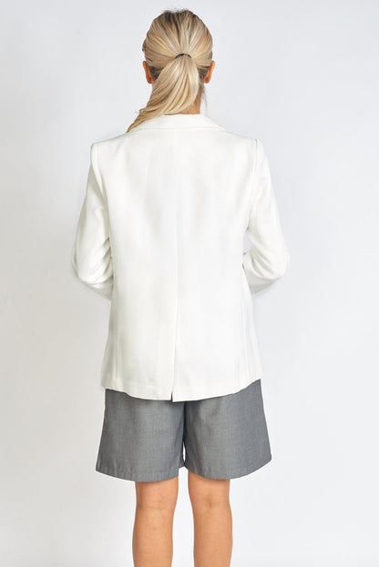 Azure Thanatos Boss Babe oversized blazer shown on a model, stylish women&