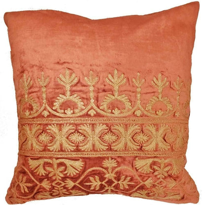 Brown cotton viscose velvet blend fabric cushion cover with elegant home accent design, perfect for stylish living spaces.