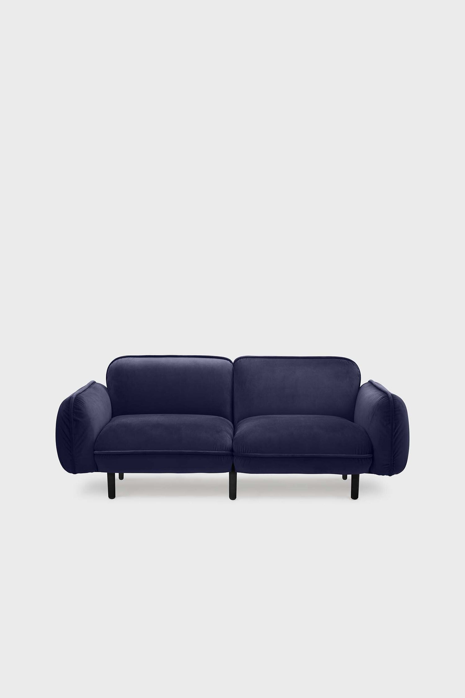 Aquamarine Poppy Bean Sofa in vibrant blue fabric, showcasing plush cushions and modern furniture design.