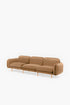 Mustard bean-shaped sofa by Aquamarine Poppy, modern furniture piece with plush cushions and stylish design.