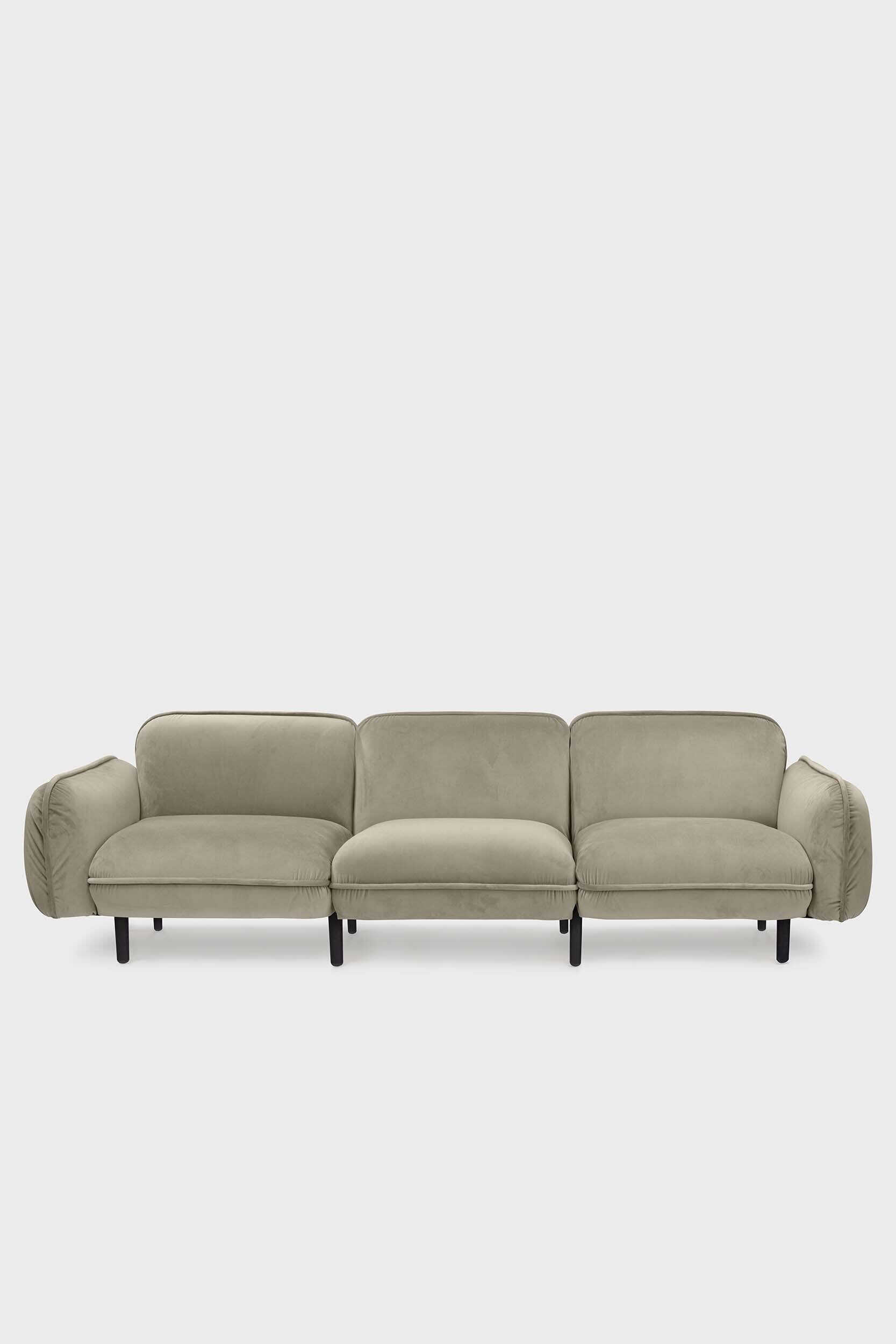 Beige Aquamarine Poppy Bean Sofa, modern furniture piece with plush cushions and sleek design, ideal for contemporary living rooms.
