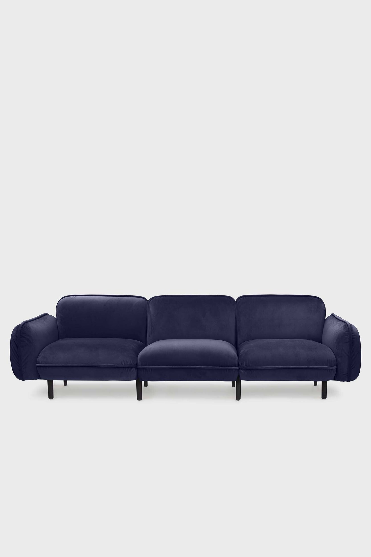 Blue Aquamarine Poppy Bean Sofa with plush fabric and modern design, shown in a cozy living room setting.
