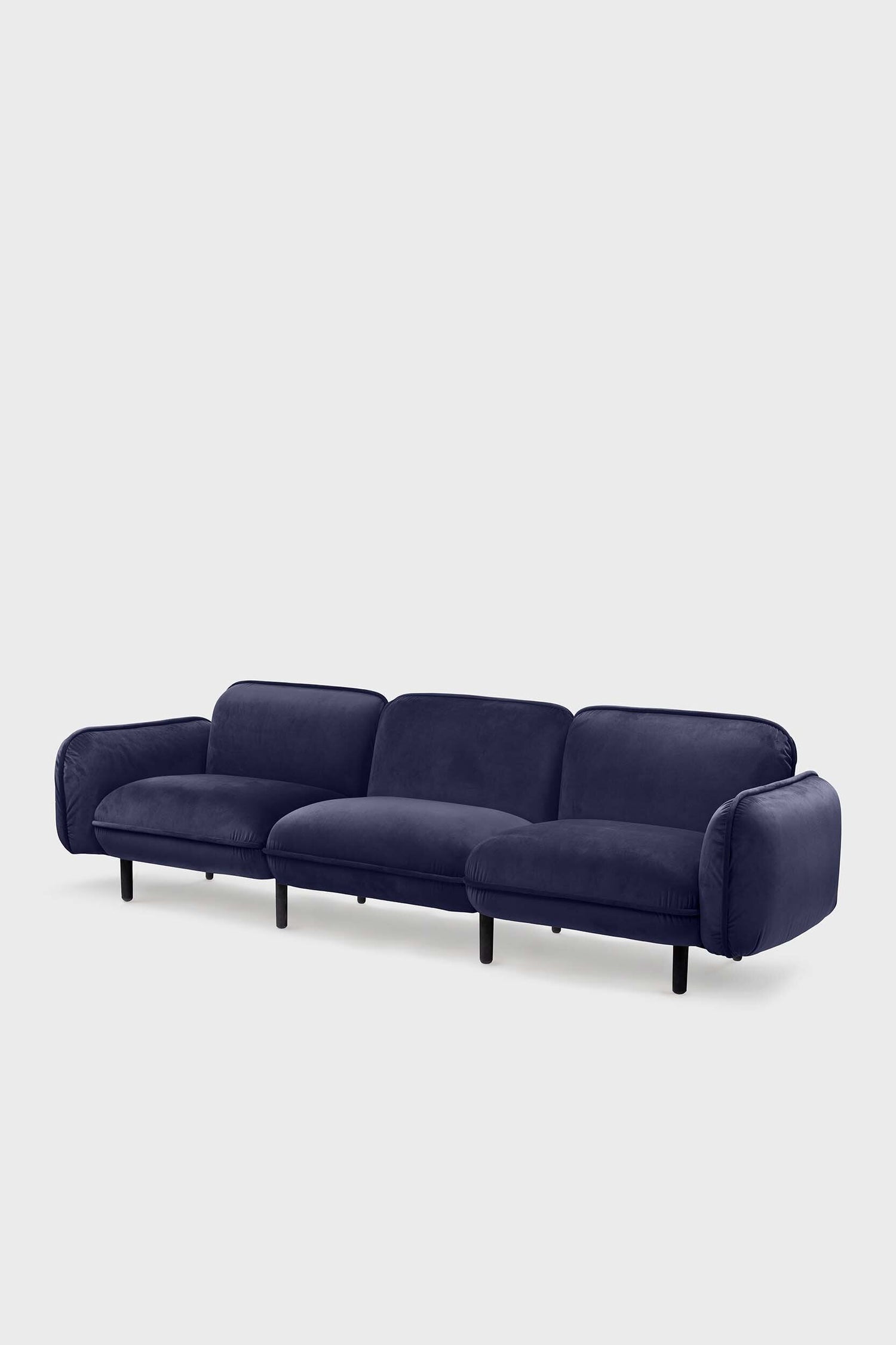 Blue Aquamarine Poppy Bean Sofa with plush fabric and modern design, shown in a cozy living room setting.