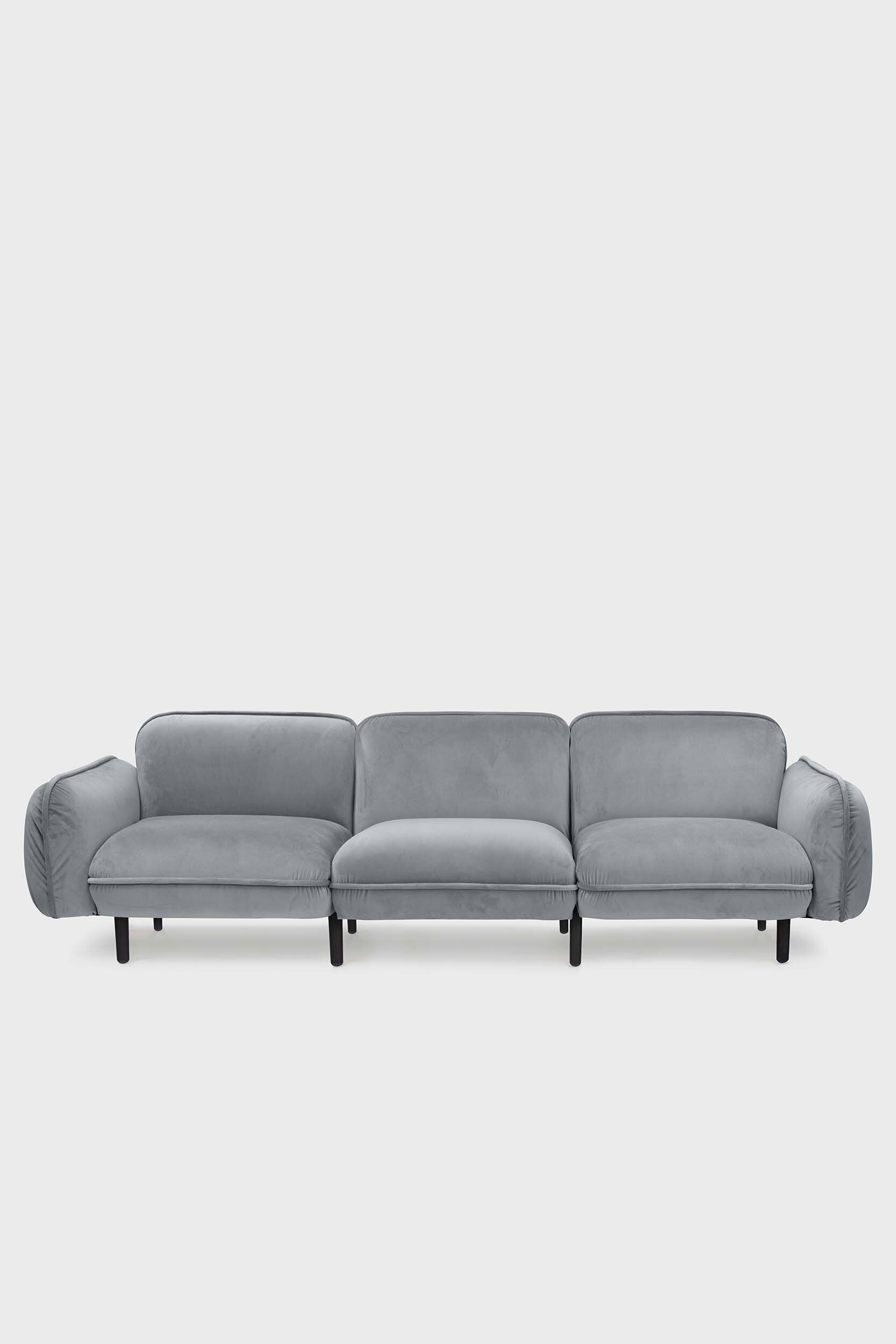 Grey Bean Sofa by Aquamarine Poppy, modern upholstered furniture with plush cushions and a contemporary design.