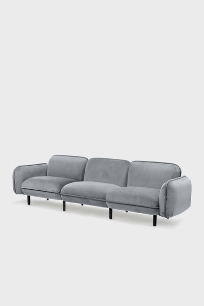 Gray Aquamarine Poppy Bean Sofa with plush cushions, modern furniture piece, perfect for stylish living room seating.