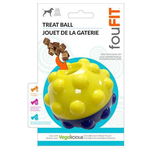 Fuchsia Oscar Bumper Treat Ball for dogs, treat dispensing pet toy, available in 3-inch and 5-inch sizes on a plain background.