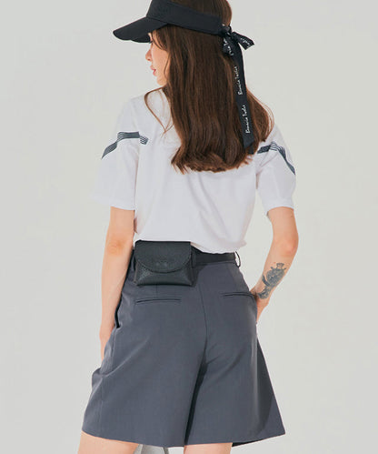 Gray BENECIA 12 Butter Bermuda Shorts by Amethyst Lucy, styled as accessories, shown in size XL with a focus on fabric and fit.