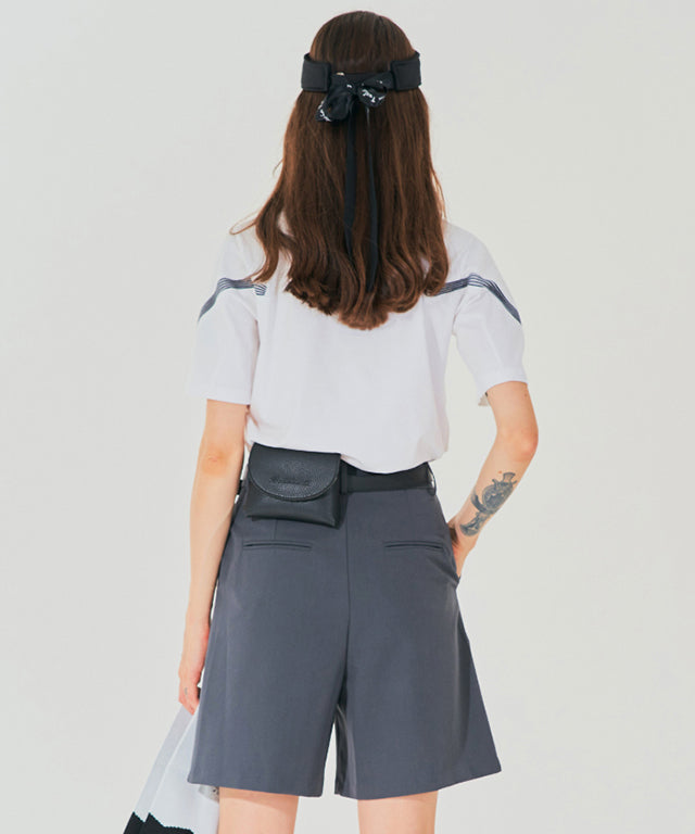 Gray BENECIA 12 Butter Bermuda Shorts by Amethyst Lucy, shown in XL size, featuring a comfortable, casual accessory style.