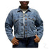 Blue cropped ladies denim jacket by Raspberry Pallas with a super-strong design, styled as the Brooke jacket in B Grade quality.
