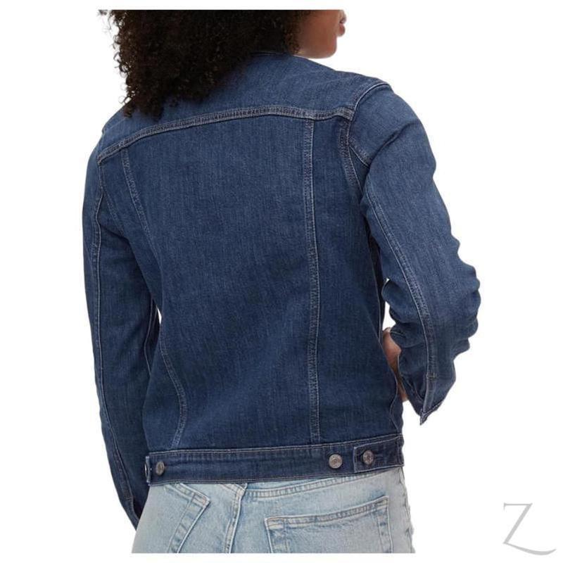 Ladies Raspberry Pallas super strong stretch denim jacket with icon design, featuring a stylish fit and B Grade quality.