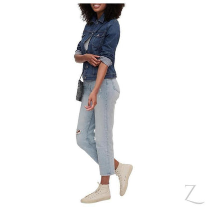 Ladies super strong icon denim jacket by Raspberry Pallas featuring stretch fabric and a stylish B Grade "Bobo" design.