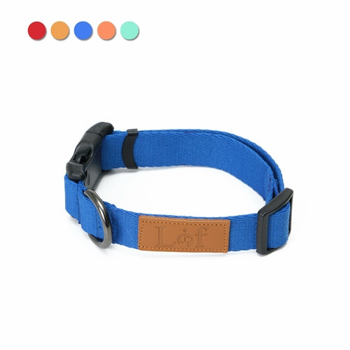 Blue pet collar from Emerald Alfie with a simple design, suitable for small to medium-sized pets.
