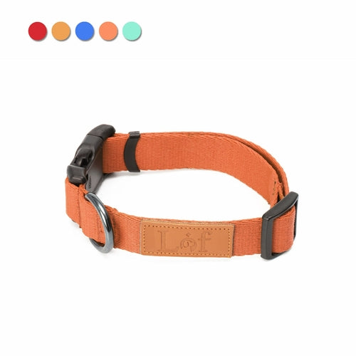 Emerald Alfie Lof Collar for pets, peach-colored nylon collar with adjustable strap and metal buckle.