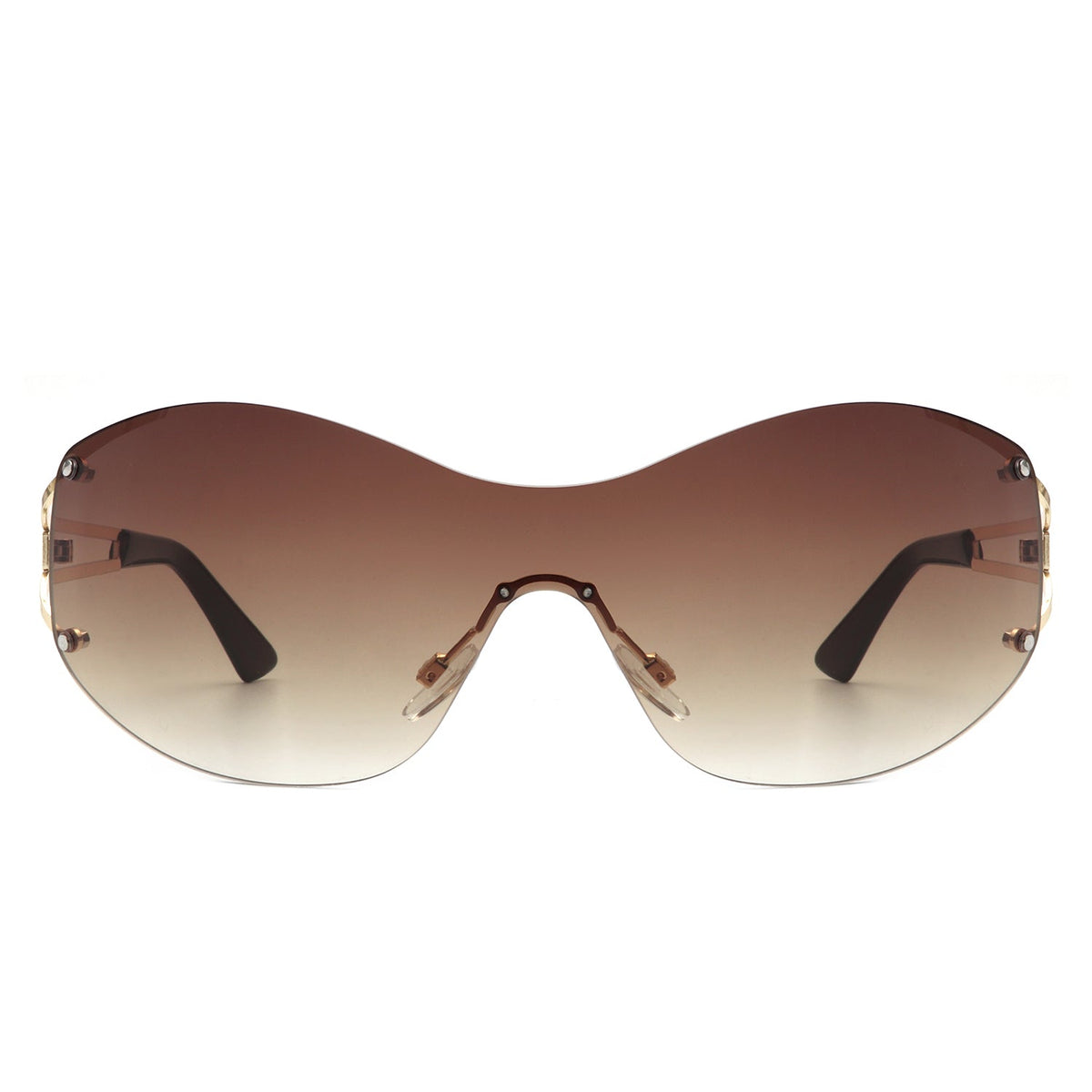 Evandora - Women Rimless Oversize Sleek Oval Fashion Sunglasses