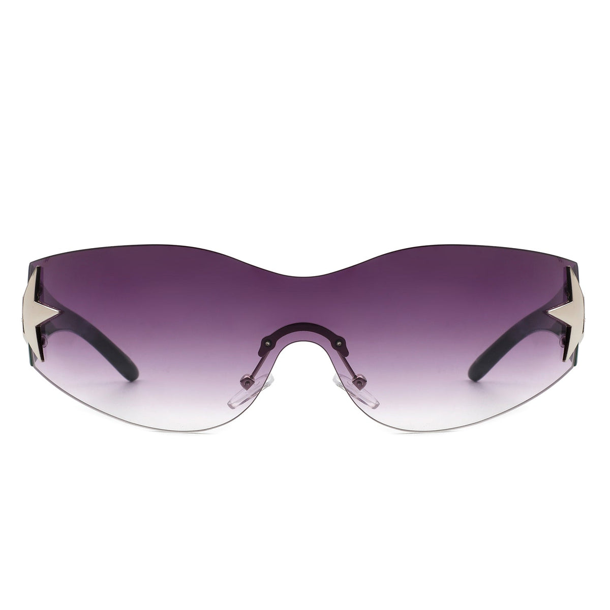 Myrith - Women Rectangle Rimless Wraparound Fashion Oversize Sunglasses